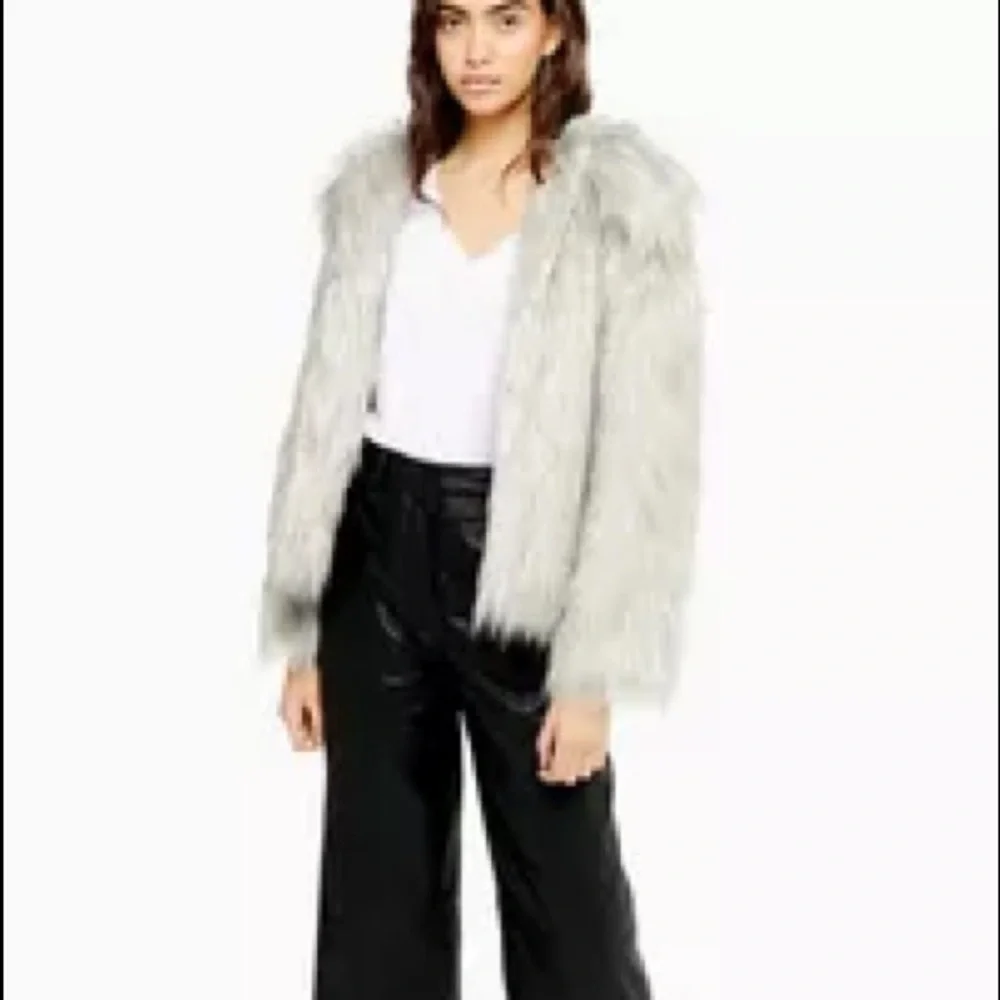 Topshop Gray Faux Fur Jacket - Picture 9 of 12